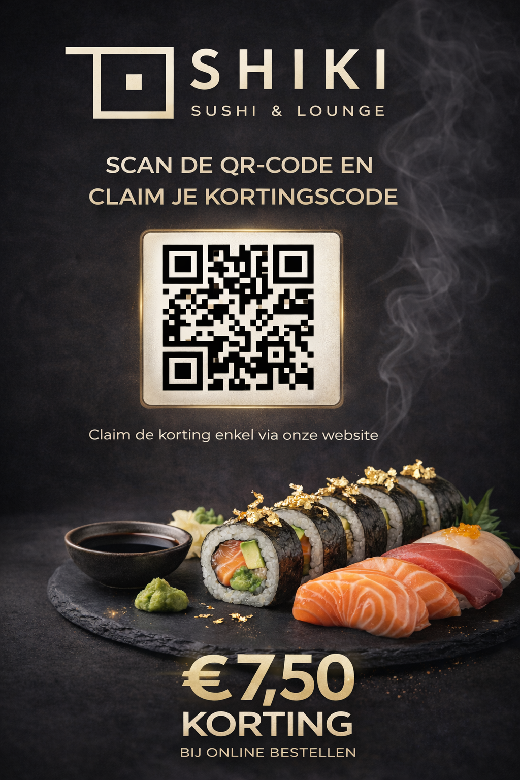 SHIKI Sushi flyer met QR-code